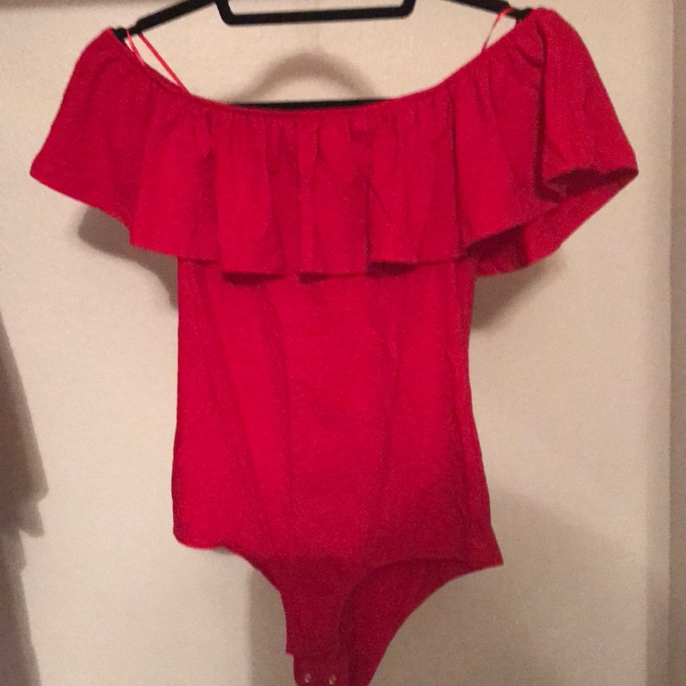Jcrew off the shoulder ruffle bodysuit